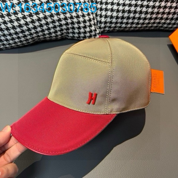 AGG 에르메스 H로고 자수 모자 볼캡 레드