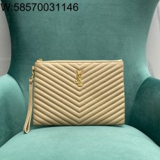 Pomegrante 생로랑 퀼트 처리된 소재의 모노그램 태블릿 파우치 559193 30*2*21.5cm 베이지 미디엄