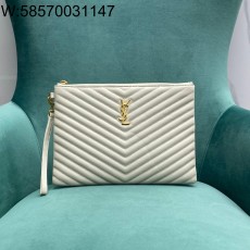 Pomegrante 생로랑 퀼트 처리된 소재의 모노그램 태블릿 파우치 559193 30*2*21.5cm 화이트 미디엄