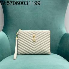 Pomegrante 생로랑 마틀라세 가죽 소재의 모노그램 생 로랑 파우치 379039 24*1.5*17.5cm 화이트 스몰