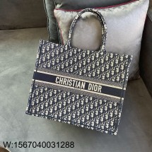 [엔젤] 디올 라지 북 토트백 디올 오블리크 자수 42*35*18.5cm 네이비