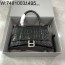 [dxg] 발렌시아가 아워글래스 크로커다일 엠보싱 핸들백 악어무늬 블랙 23cm 빈티지 실버 장식 