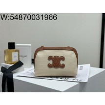 백경 셀린느 텍스타일 카프스킨 클러치 온 체인 레더 트리옹프 내츄럴 탄 10E382 16*11*8cm