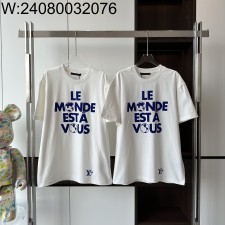 V공장 루이비통 25SS 블루 레터링 지구 반팔티 화이트