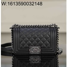 [JD] 샤넬 보이 샤넬 스몰 플랩백 그레인드 카프스킨 실버 메탈 블랙 12*20*8.5cm