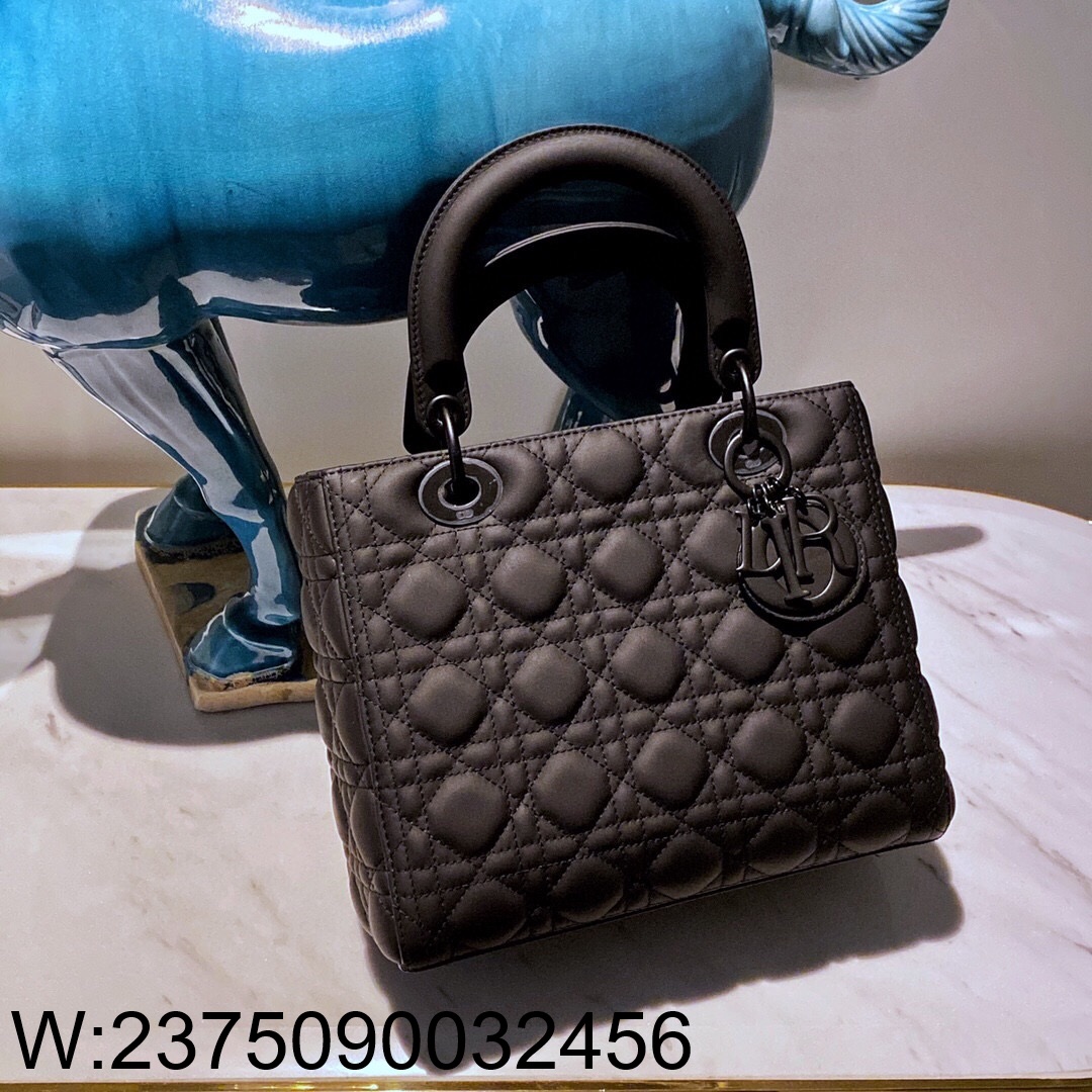 [엔젤] 디올 미디엄 레이디백 까나쥬 24*21*12cm 무광 블랙 