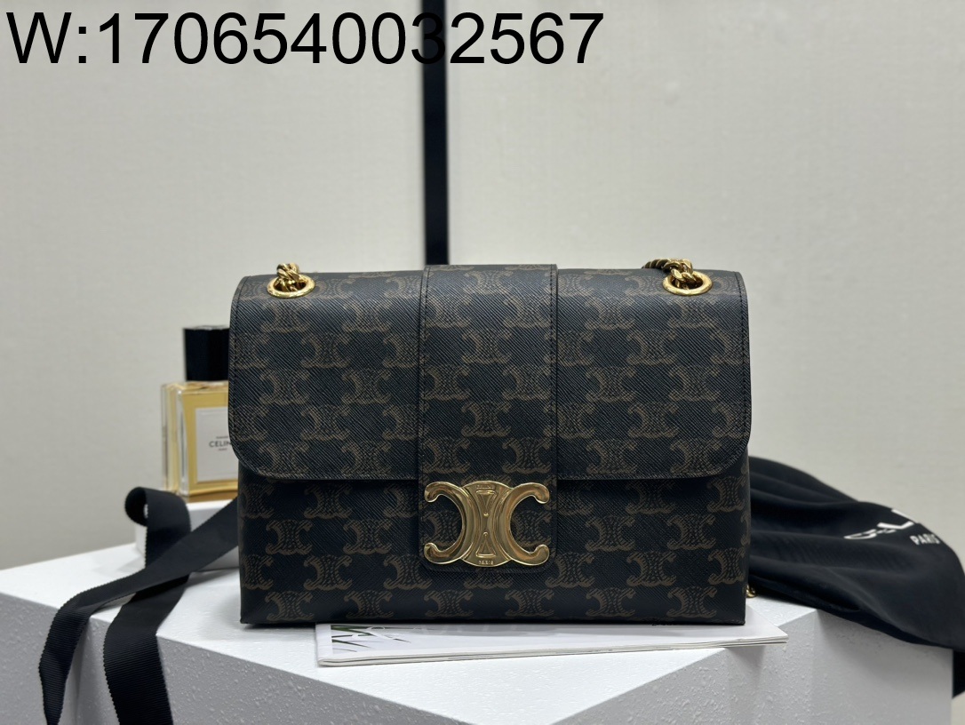 백경 셀린느 트리옹프 캔버스 미디움 빅투아르백 탠 25*15*8cm 115852 