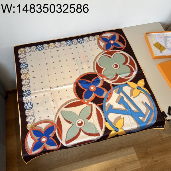 AGG 루이비통 점보 모노그램 Duality 스퀘어 스카프 브라운 90*90cm