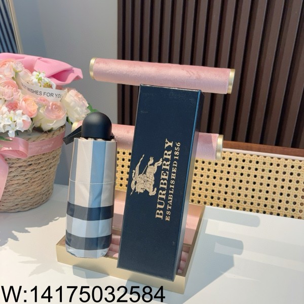 AGG 버버리 레드 선 체크 양우산 베이지