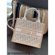 [엔젤] 디올 스몰 북 토트백 오블리크 자수 숄더백 26.5*22*14cm 라떼 