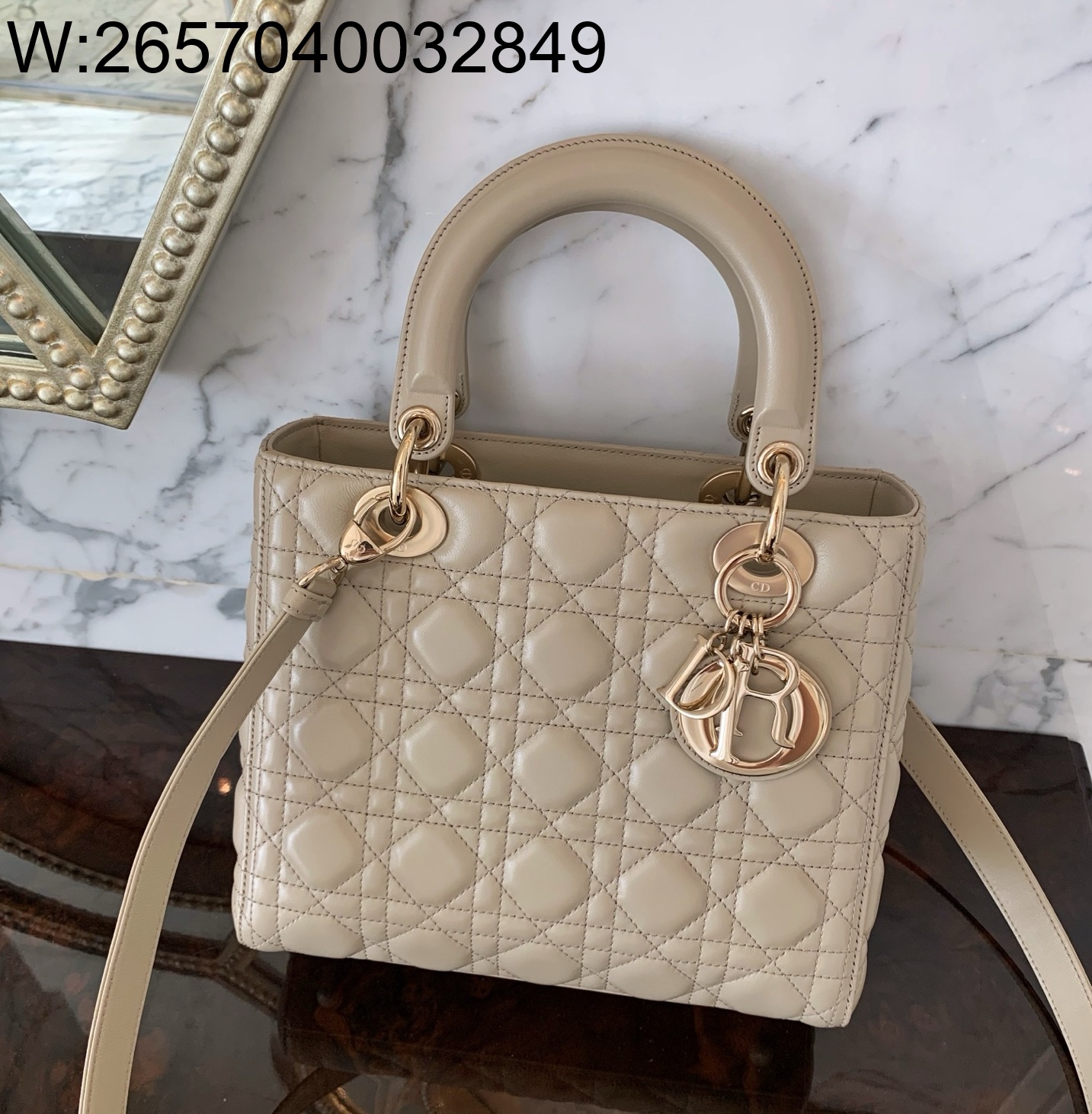 [엔젤] 디올 미디엄 레이디백 까나쥬 24*21*12cm 회갈색 금장 