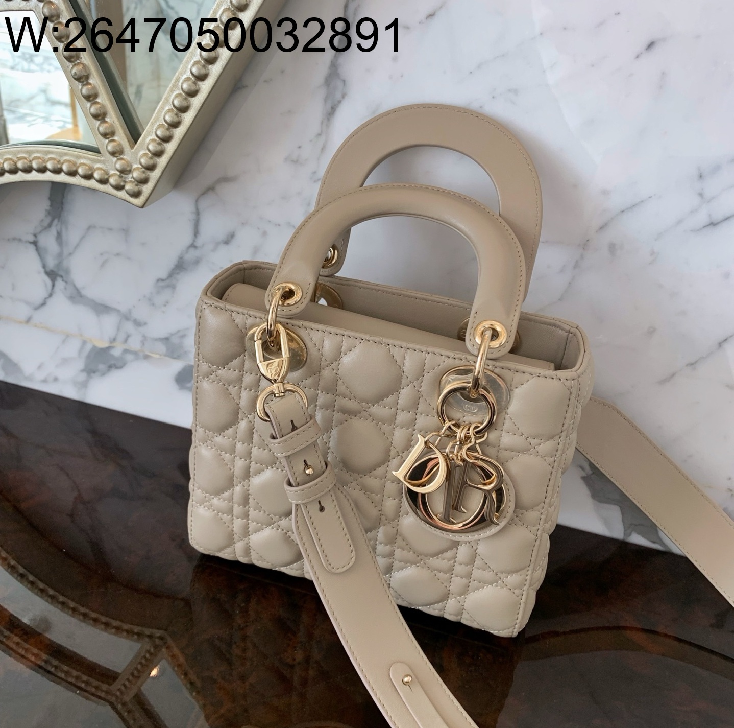 [엔젤] 디올 스몰 레이디백 까나쥬 20*17*8cm 회갈색