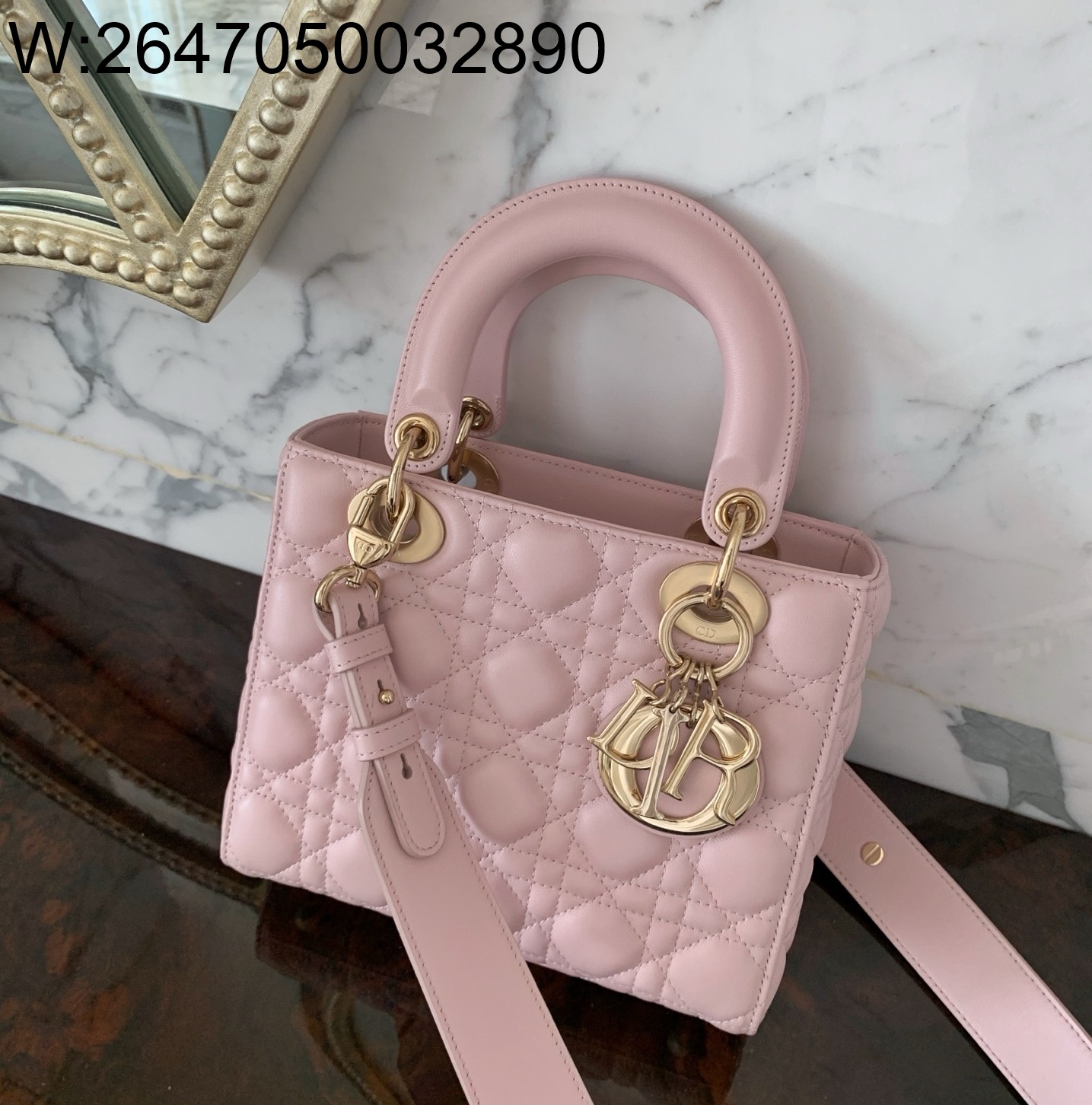 [엔젤] 디올 스몰 레이디백 까나쥬 20*17*8cm 핑크