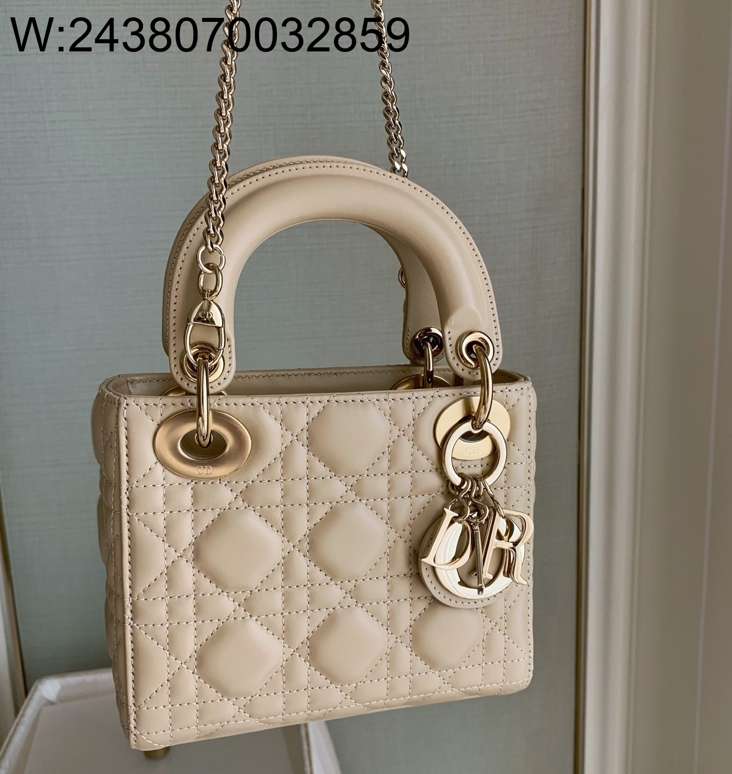 [엔젤] 디올 미니 레이디백 까나쥬 17*15*7cm 회갈색 금장 