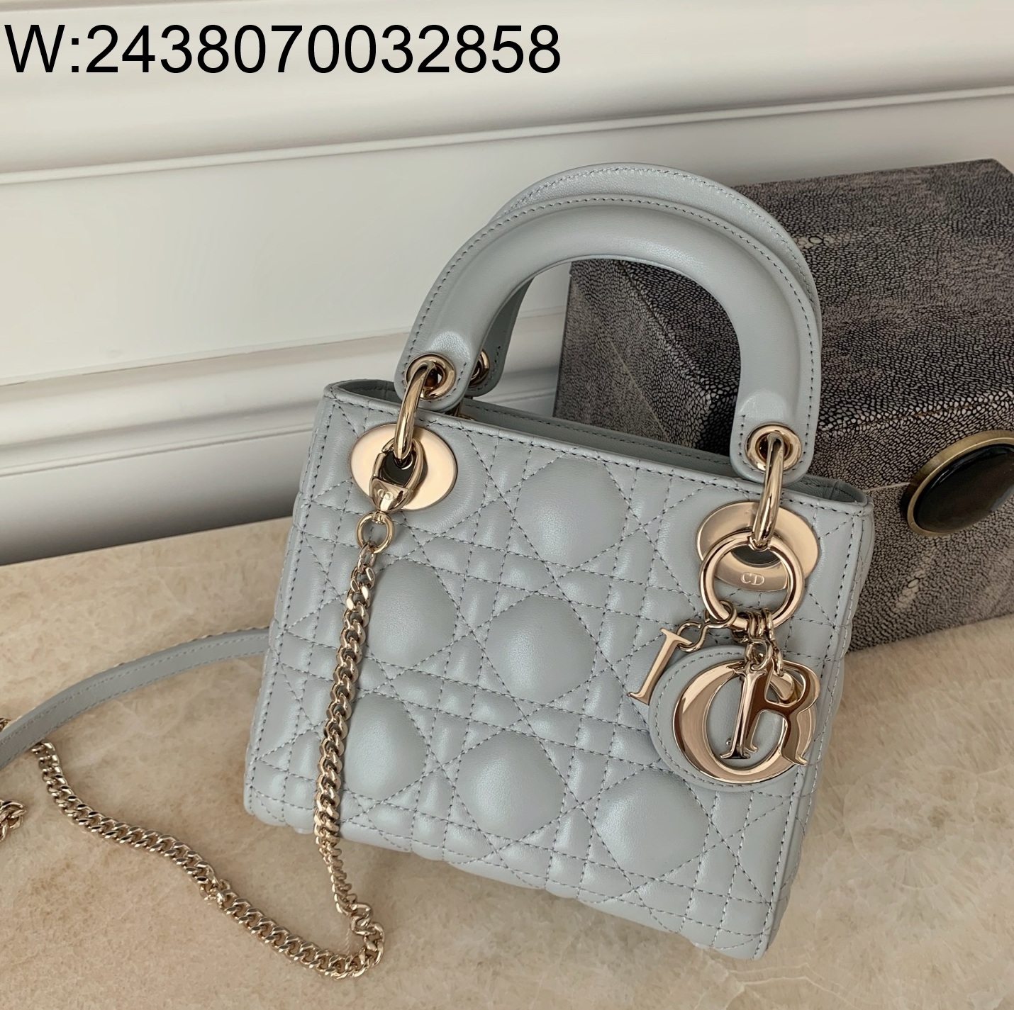 [엔젤] 디올 미니 레이디백 까나쥬 17*15*7cm 회색 금장 