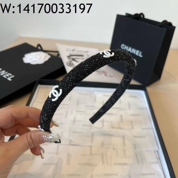 AGG 샤넬 베이직 CC로고 머리띠 블랙