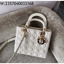 [엔젤] 디올 미디엄 레이디백 까나쥬 24*21*12cm 화이트 금장 