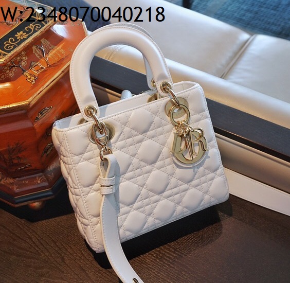 [엔젤] 디올 스몰 레이디백 까나쥬 20*17*8cm 화이트 금장