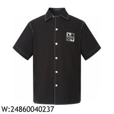 [잔디집2] 루이비통 24FW 배색 LV 패치 반팔 셔츠 블랙