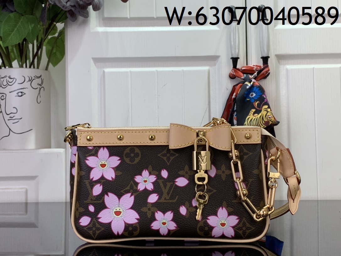 [88factory] 루이비통 LV X TM 포쉐트 악세수아 사쿠라 M13666 13*4*22cm 브라운