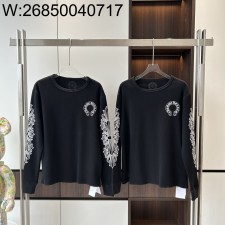 V공장 크롬하츠 소매 십자가 프라워 와플 긴팔티 블랙