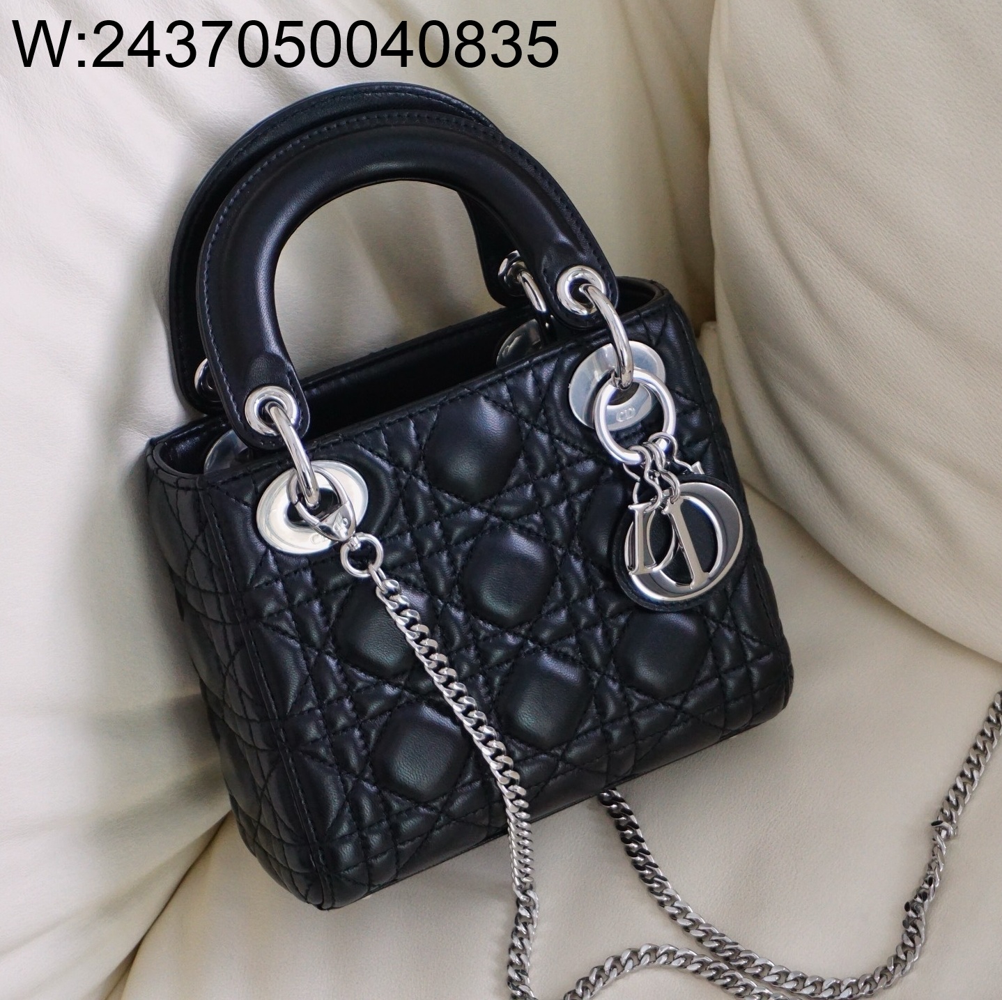 [엔젤] 디올 미니 레이디백 까나쥬 17*15*7cm 블랙 은장