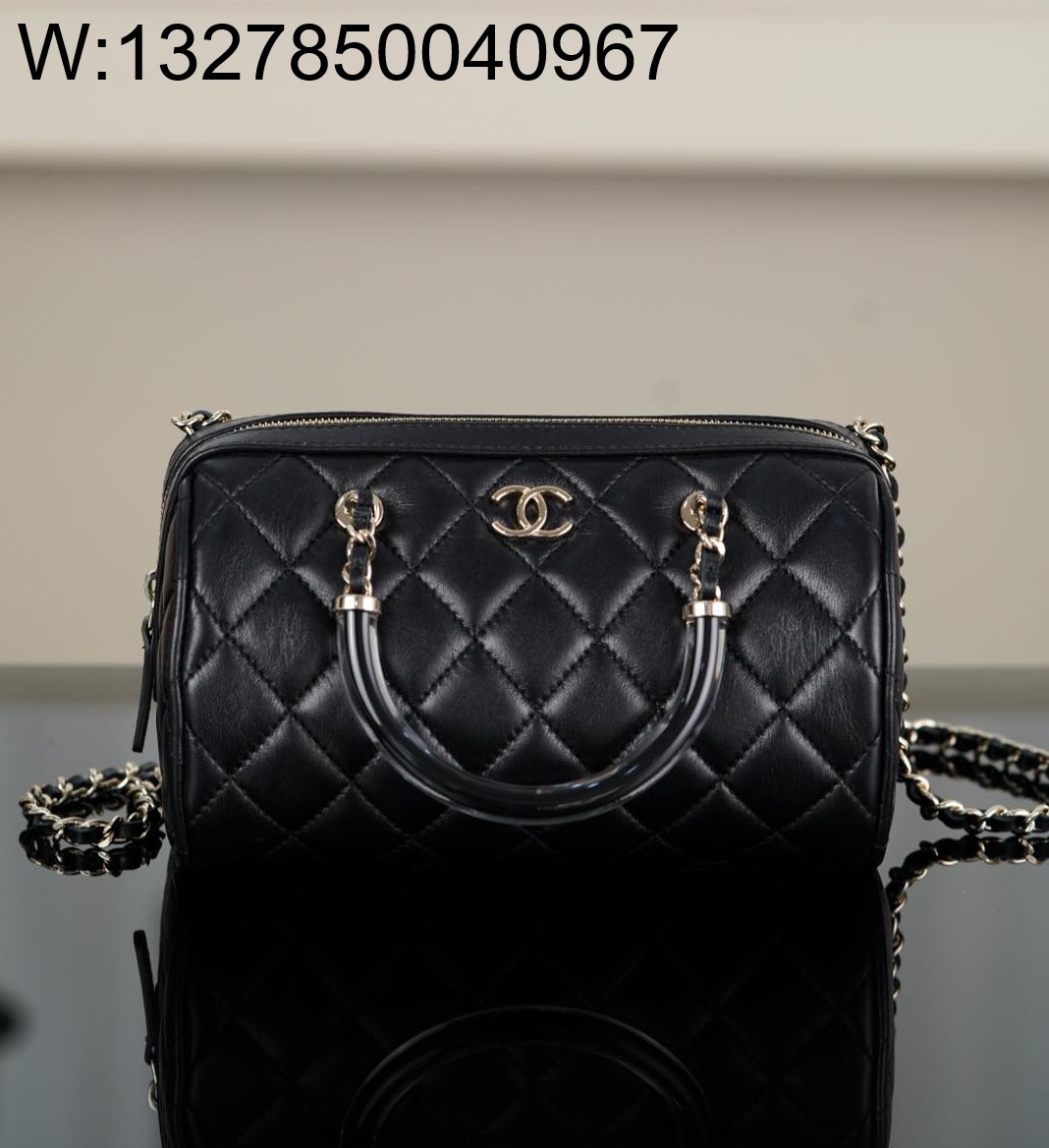 [JD] 샤넬 25C 금장 보스턴 볼링백 11*18.5*11.4cm 블랙
