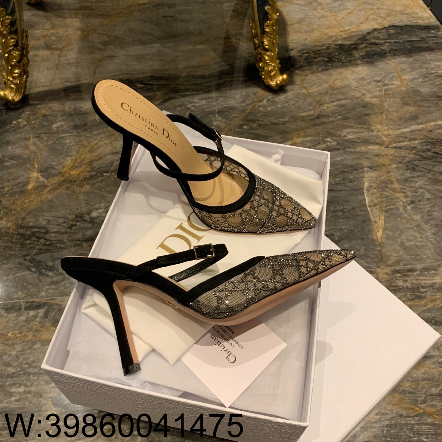 [QR 5009] 디올 capture 뮬 힐 투명 블랙 10cm 