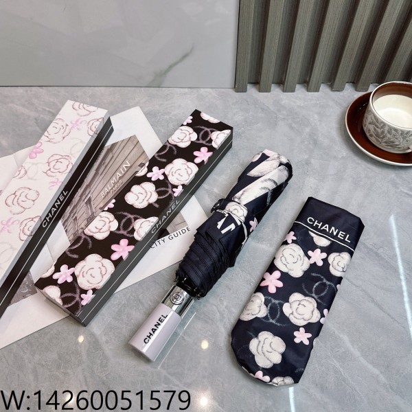 AGG 샤넬 CC로고 꽃 양우산 블랙 