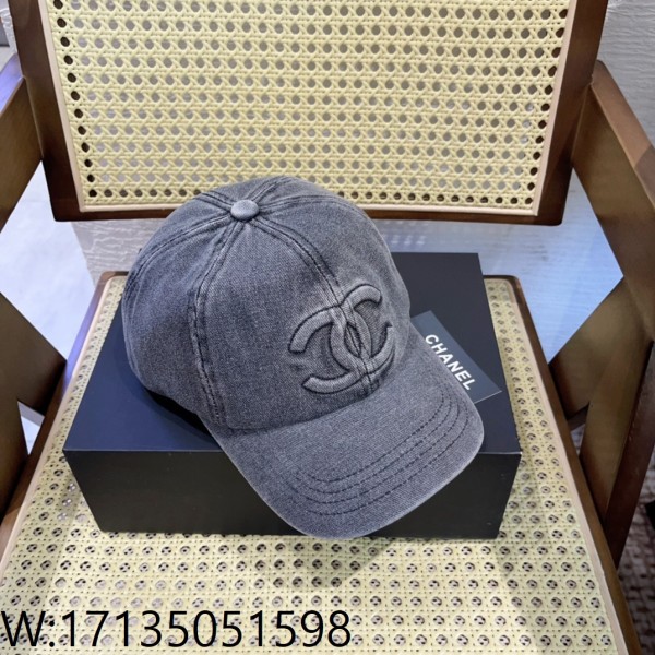 AGG 샤넬 CC로고 워싱 볼캡 모자 그레이