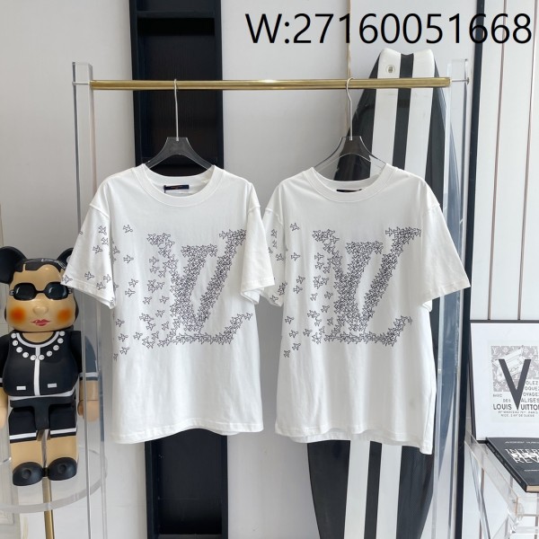 V공장 루이비통 비행기 LV 큰 로고 반팔티 화이트