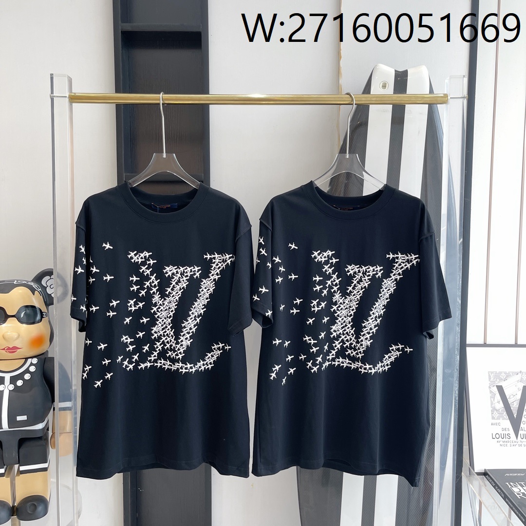 V공장 루이비통 비행기 LV 큰 로고 반팔티 블랙