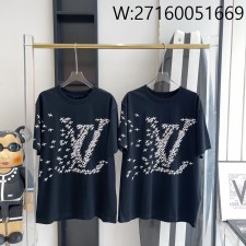 V공장 루이비통 비행기 LV 큰 로고 반팔티 블랙