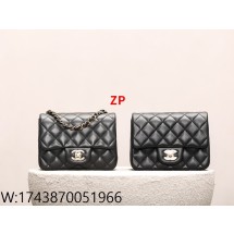 [CD] 샤넬 미니 플랩백 램스킨 골드 메탈 블랙 17cm 블랙