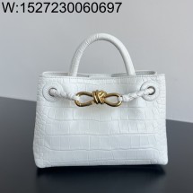 징 팩토리 보테가베네타 안디아모 미니 엠보싱 악어무늬 777614 22*9*15.5cm 화이트