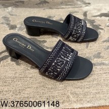 [QR 5009] 디올 디 웨이 큐빅 뮬 힐 슬리퍼 네이비