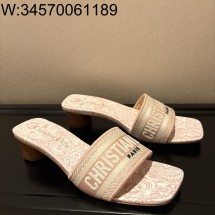 [QR 5009] 디올 디 웨이 뮬 뜨왈 드 주이 힐 슬리퍼 핑크