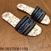 [QR 5009] 디올 디 웨이 Plan deParis 뮬 슬리퍼 화이트 멀티컬러