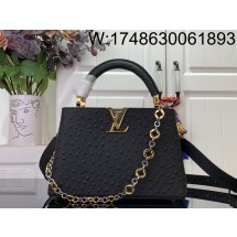 [88factory] 루이비통 카퓌신 BB 타조무늬 22*12*8cm M12936 블랙