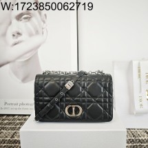 [JHL] 디올 소프트 디올 카로 미디움 백 매크로까나쥬 램스킨 블랙 은장 25*16*9cm