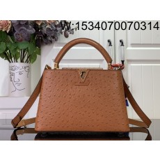 [88factory] 루이비통 카퓌신 스몰 타조무늬 27*18*9cm M24714 브라운