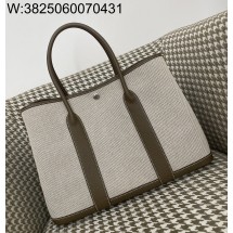 [장인의집] 에르메스 가든파티 36 캔버스 은장 배색 베이지 코끼리 회색