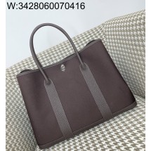 [장인의집] 에르메스 가든파티 36 캔버스 은장 배색 초콜릿 브라운