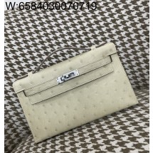 [장인의집] 에르메스 켈리 22 은장 아이보리 타조가죽