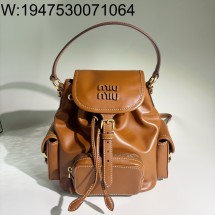 [JHL] 미우미우 레더 백팩 브라운 5BZ043 22*18*11.5cm