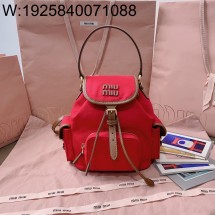 [JHL] 미우미우 캔버스 앤 레더 백팩 레드 브랜디 5BZ043 22*18*11.5cm