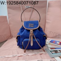 [JHL] 미우미우 캔버스 앤 레더 백팩 콘플라워 블루 브랜디 5BZ043 22*18*11.5cm