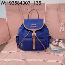 [JHL] 미우미우 캔버스 앤 레더 백팩 콘플라워 블루 브랜디 5BZ042 29.5*25*12.5cm