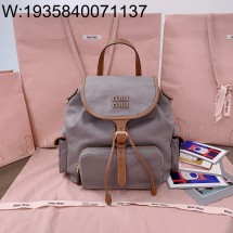 [JHL] 미우미우 캔버스 앤 레더 백팩 알루미늄 브랜디 5BZ042 29.5*25*12.5cm