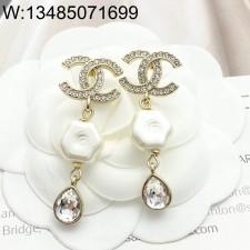 AGG 샤넬 CC로고 큐빅 물방울 펜던트 귀걸이